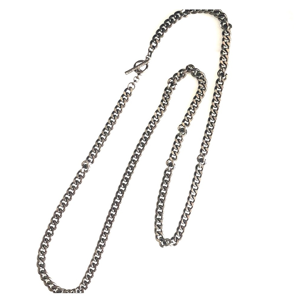 Kenneth Cole Reaction gunmetal chain necklace.